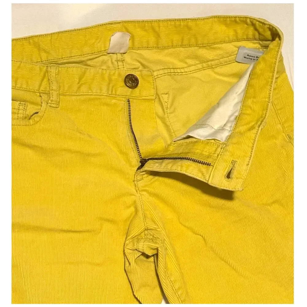 J. Crew Yellow Corduroy Pants Women's 32S City Fit Straight Leg Preppy